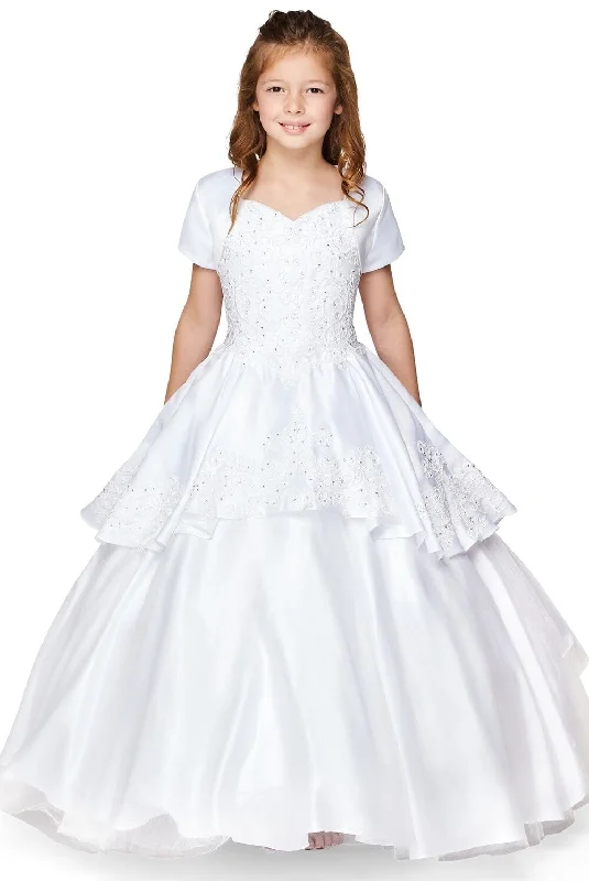 Girls Embroidered Ball Gown with Detachable Skirt 8008