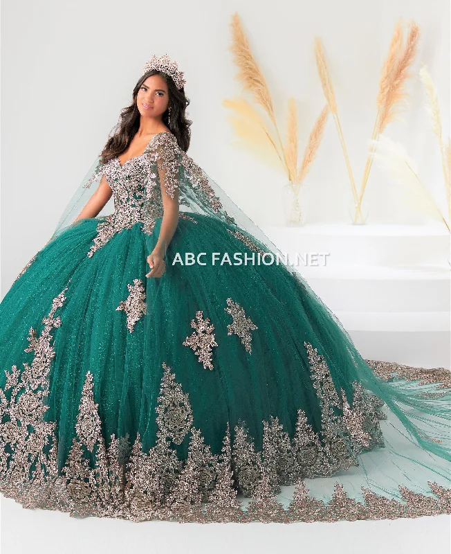 Cape Sleeve Quinceanera Dress by House of Wu 26028C