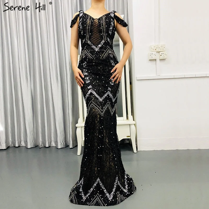 Sale Dubai Designer Black Luxury Sparkle Evening Dresses Mermaid LA6668