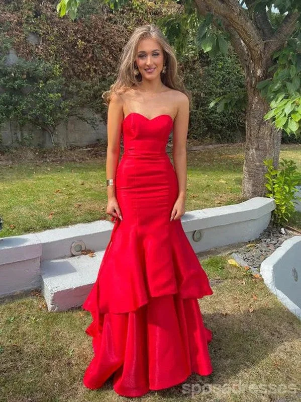 Elegant Red Mermaid Sweetheart Strapless Long Party Prom Dresses,Evening Dress,13362