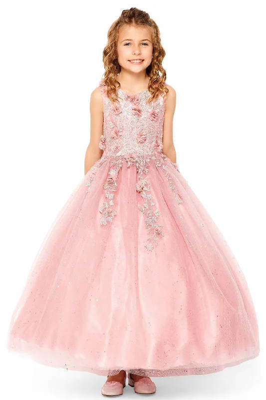 Girls 3D Floral Sleeveless Gown by Cinderella Couture 5107