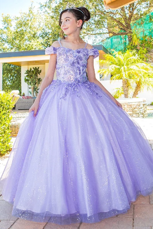 Girls Applique Cold Shoulder Gown by Cinderella Couture 8062