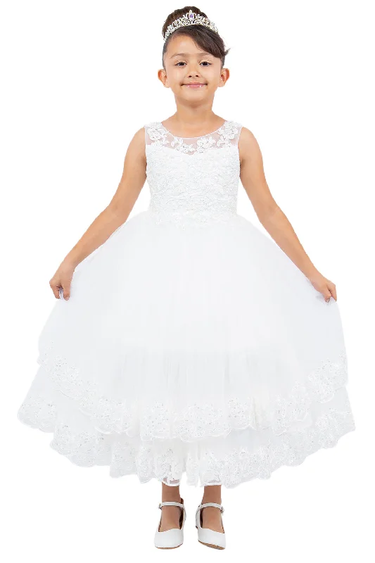 Girls Applique Sleeveless Tulle Gown by Cinderella Couture 5129