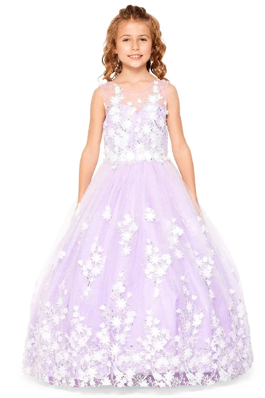 Girls Floral Applique Gown by Cinderella Couture 5108