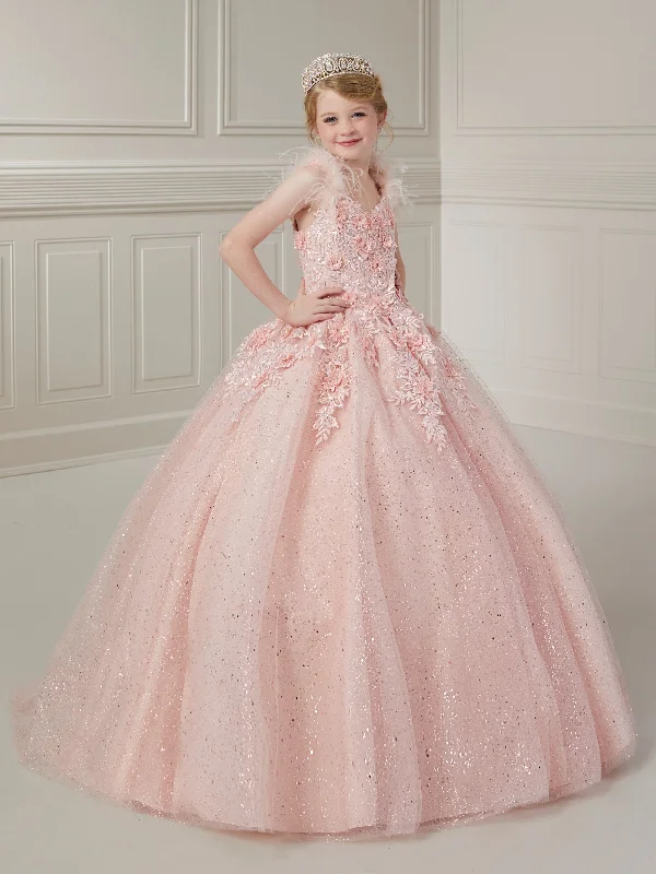 Girls Sleeveless Feather Gown by Tiffany Princess 13727