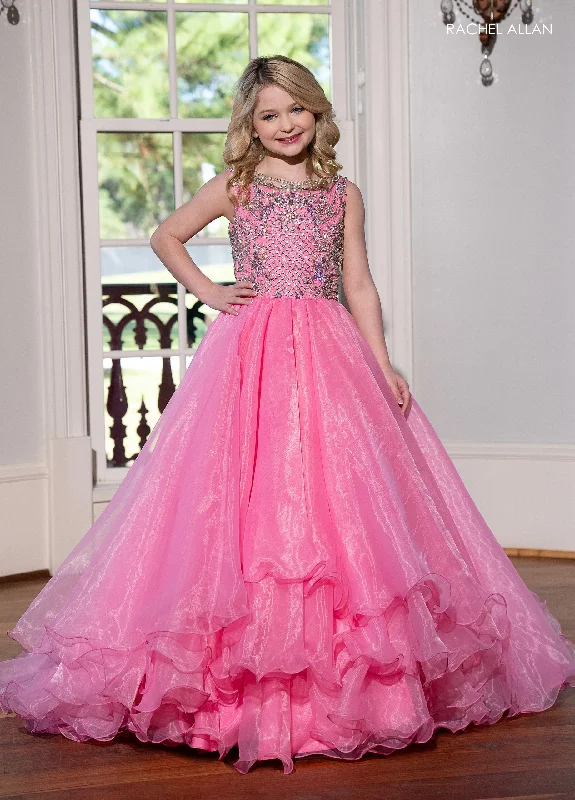 Girl's Sleeveless Ruffled Gown by Rachel Allan 10232