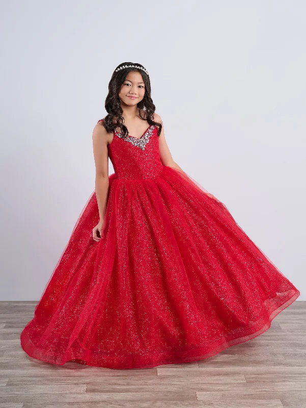 Girls Tulle V-Neck Gown by Tiffany Princess 13789