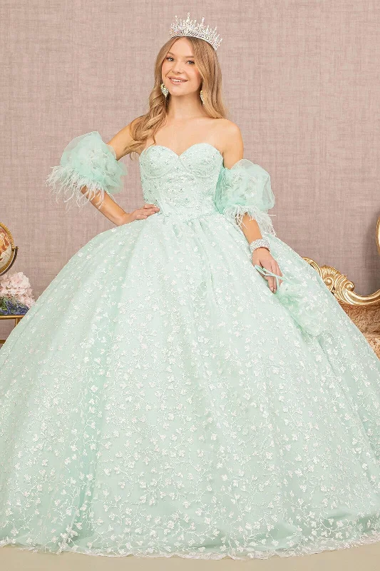 Glitter Print Sweetheart Ball Gown by Elizabeth K GL3176