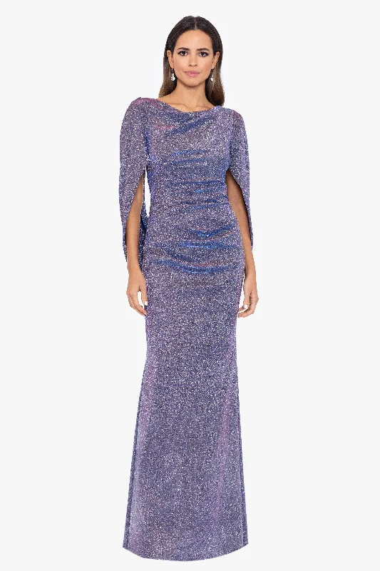 "Gracie" Galaxy Knit Glitter Draped Gown