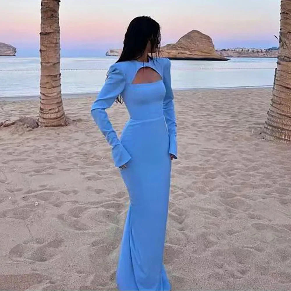 Serene Hill 2024 Dubai Blue Satin Mermaid Black Luxury Arabic Lace up Evening Dresses Gowns for Women Wedding Party LA72416