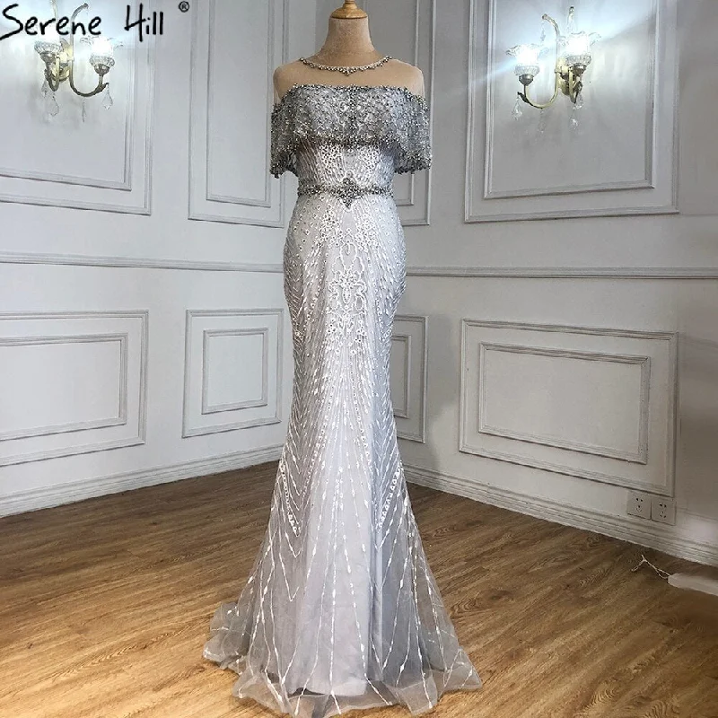 On Sale no return no refundSale SERENE HILL Gold Elegant Luxury Evening Dresses Gowns 2024 Beaded Mermaid Sexy For Woman Party LA70619