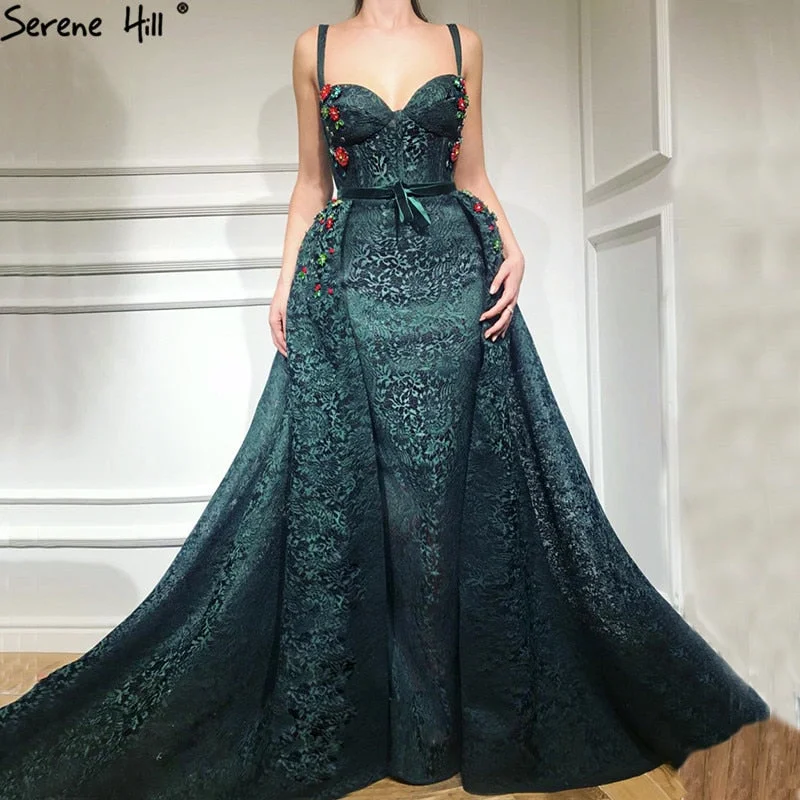 On Sale no return no refundSale With Cap Evening Dresses Sleeveless Flowers Pearls Mermaid Evening Gowns LA6487